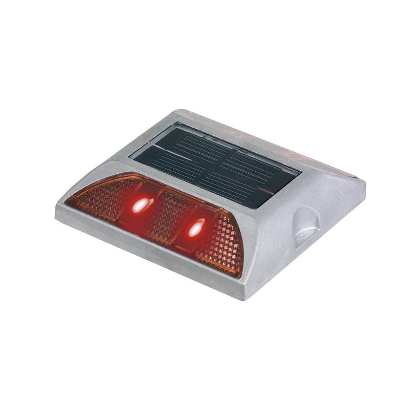 QRUBBER - Tacha viabilidad solar sin vástago doble led roja QRubber