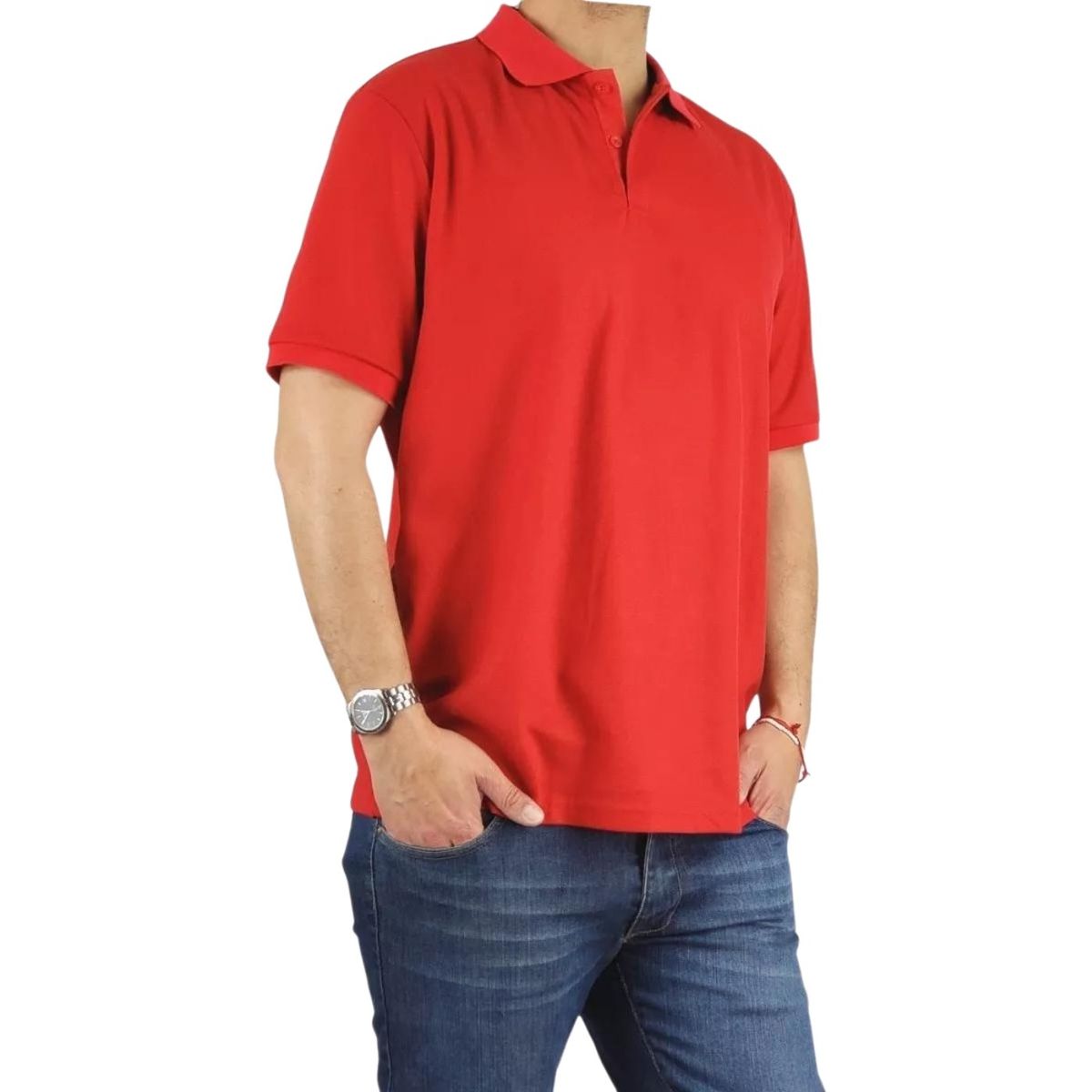 LIKE SHOP - Polera Piqué Hombre Textura Suave Botones Colores 001