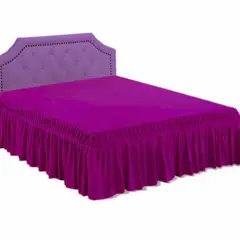 GENERICO - Faldón Para Cama king Elasticados Unicolor Poliéster Color Morado