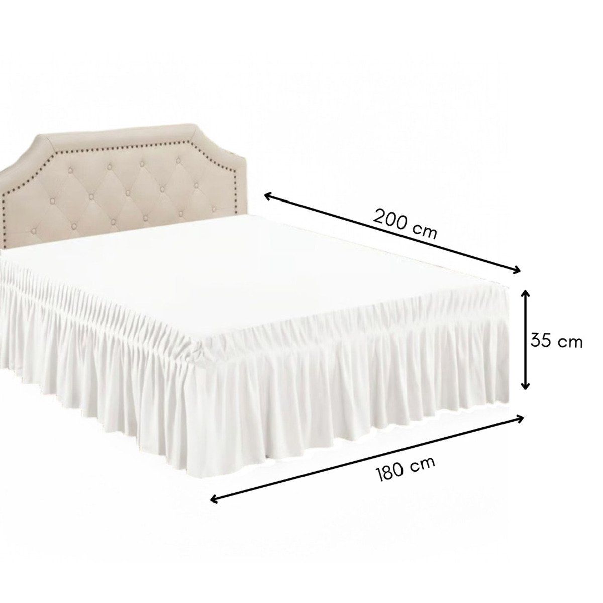 GENERICO - Faldón Para Cama king Elasticados Unicolor Poliéster Color Gris