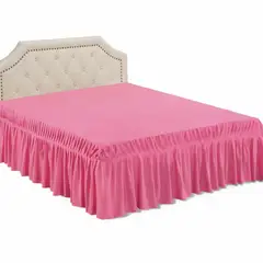 GENERICO - Faldón Para Cama king Elasticados Unicolor Poliéster Color Rosa