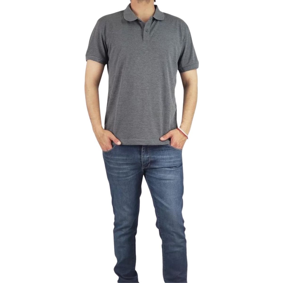 LIKE SHOP - Polera Piqué Hombre Textura Suave Botones Colores 001