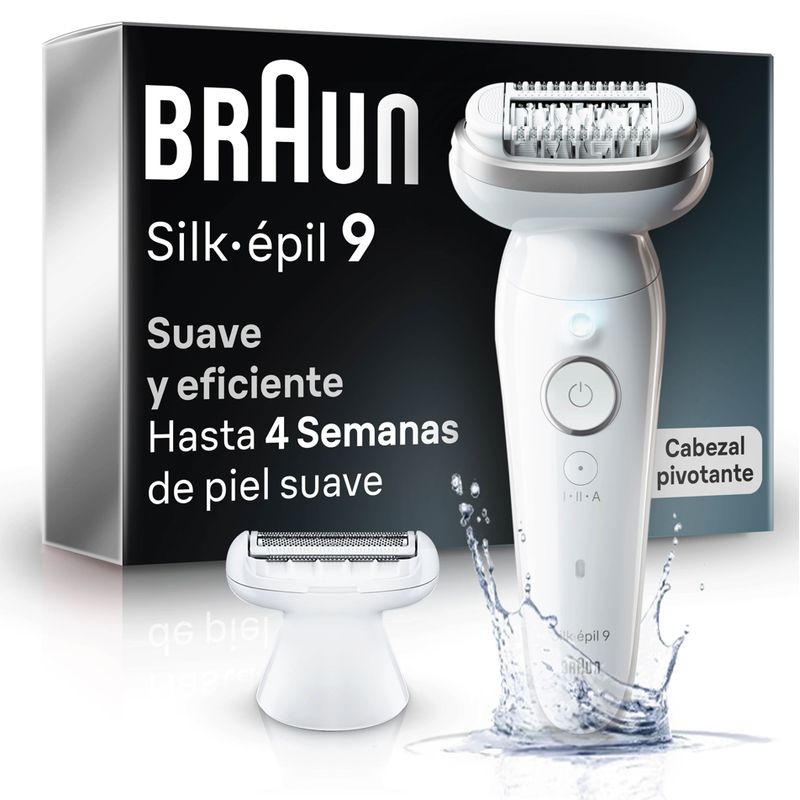 BRAUN - Depiladora Eléctrica Braun Silk Épil 9 Inalambrica Plateada