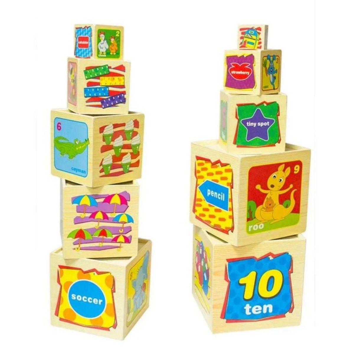GENERICO - Juego Cubos De Encaje Madera Torre 10 Cubos Para Bebes Niños
