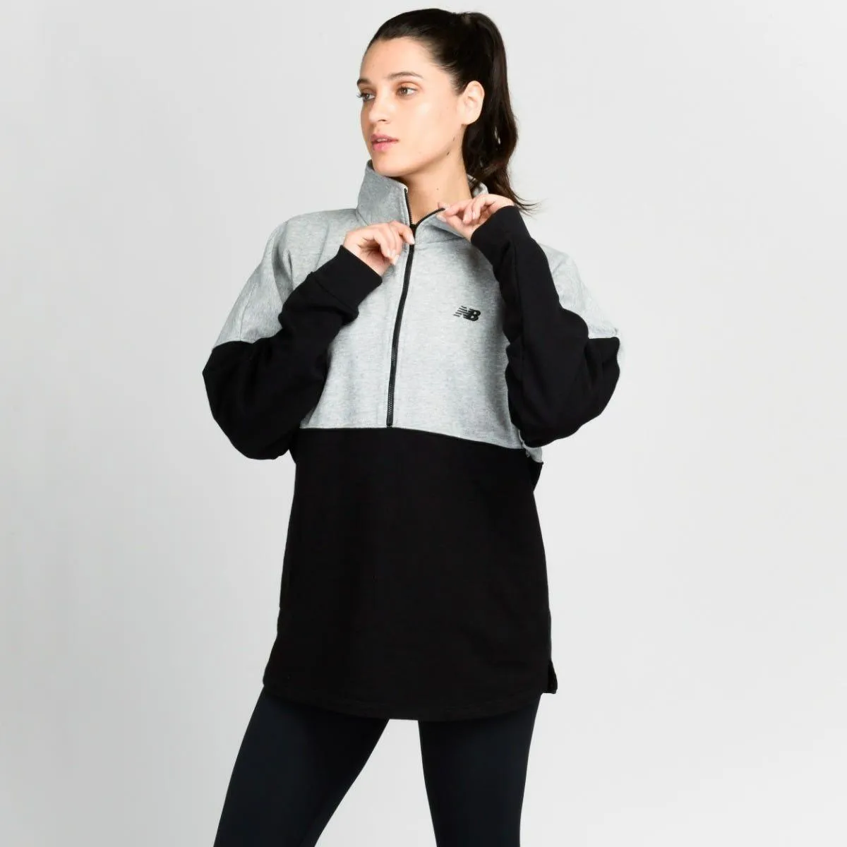 NEW BALANCE - Polerón Lifestyle Mujer New Balance Negro/Gris