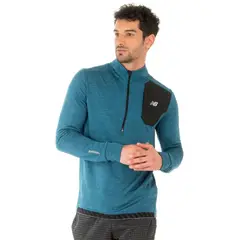 NEW BALANCE - Polerón Running Hombre Quarter Zip Azul
