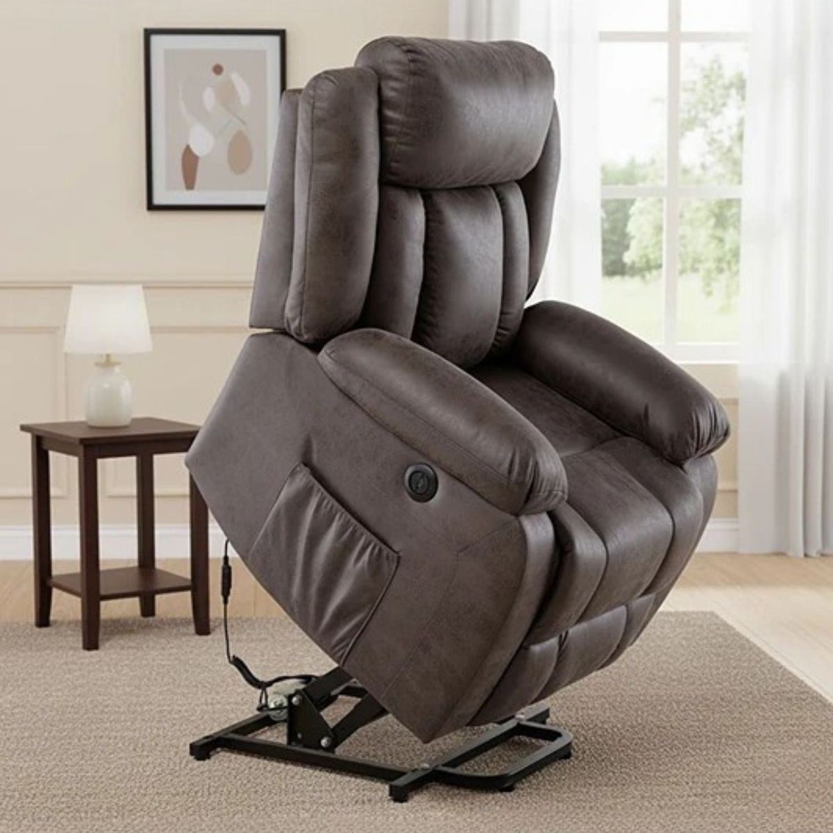 DANIELS - Berger Reclinable Eléctrico Lift Masaje 8 Puntos Livorno Café