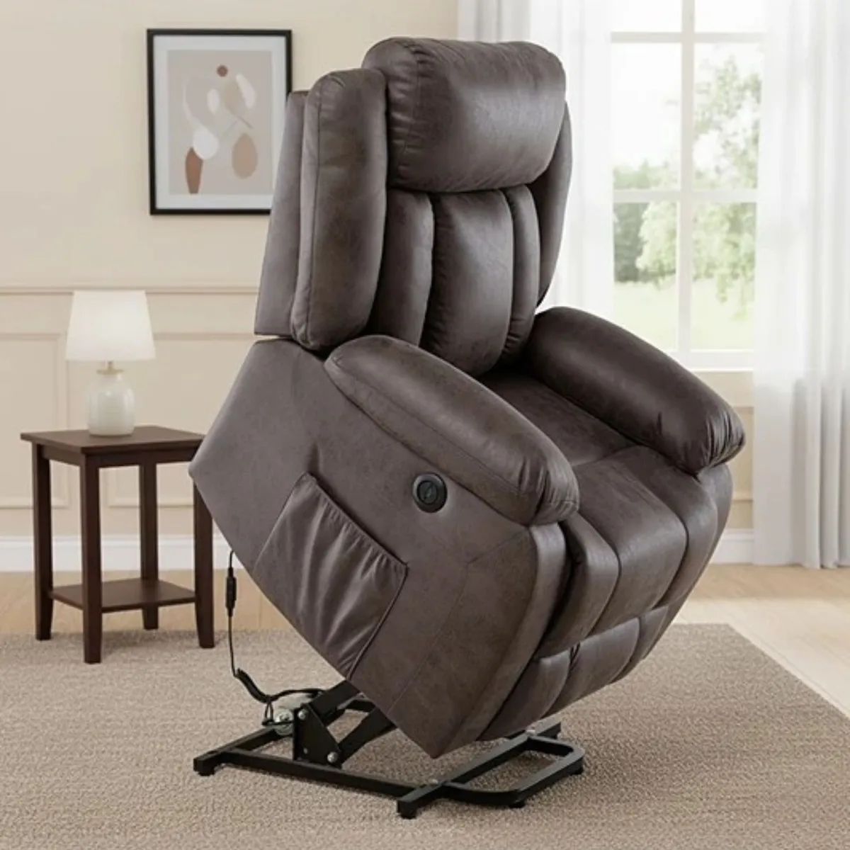 DANIELS - Berger Reclinable Eléctrico Lift Masaje 8 Puntos Livorno Café