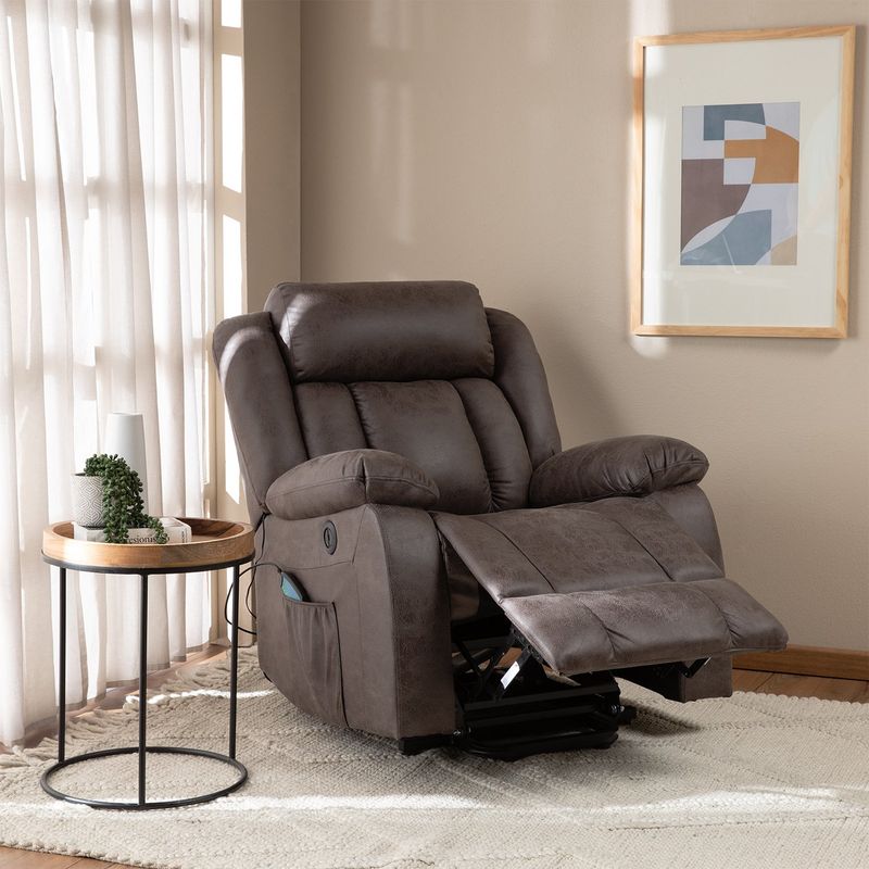 DANIELS - Berger Reclinable Eléctrico Lift Masaje 8 Puntos Livorno Café KM8822BR