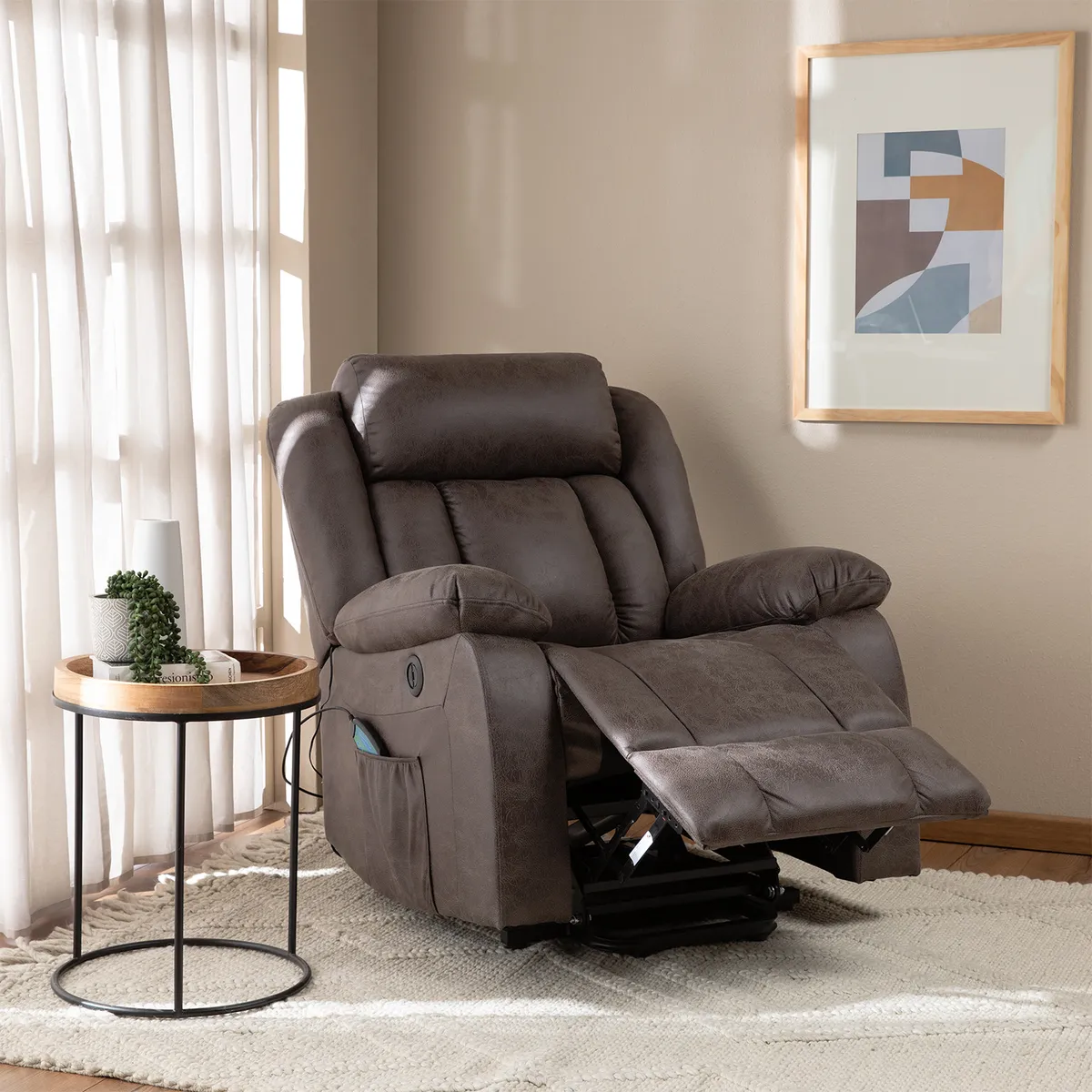 DANIELS - Berger Reclinable Eléctrico Lift Masaje 8 Puntos Livorno Café