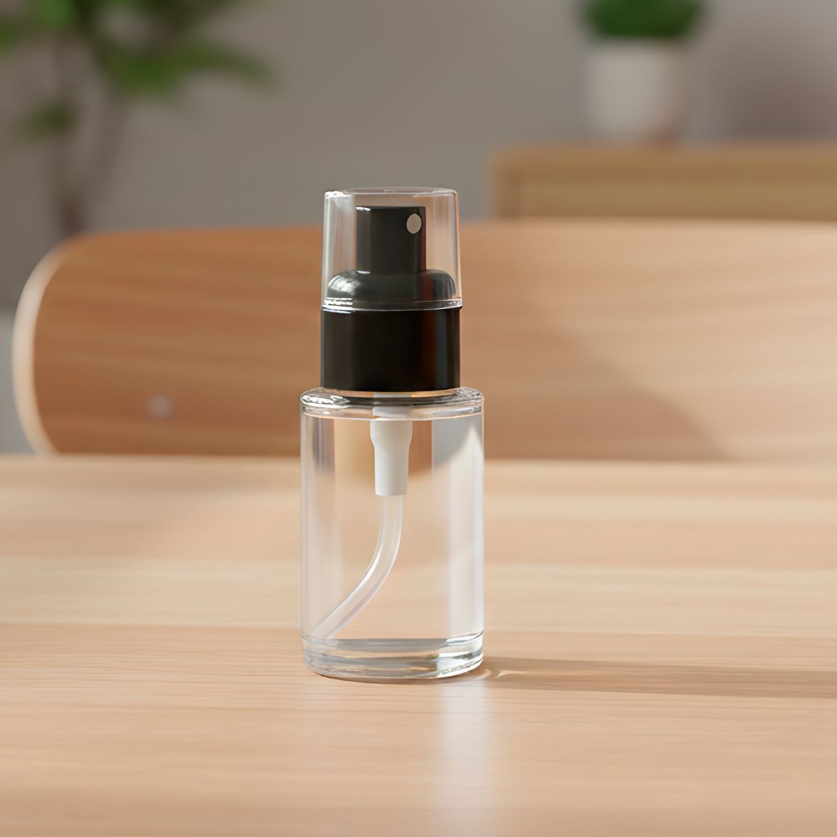 GENERICO - Set 12 Frascos Transparente Válvula de Spray Tapa Negra 30ml