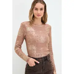 IO - Polera Manga Larga Café Mujer