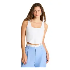 ACUARELA - Polera Tipo Corset Sin Mangas Blanco