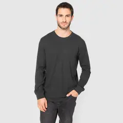 BUBBA - Polera Manga Larga Waffle Negra Black
