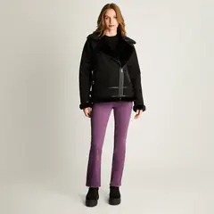 CURVI - Chaqueta Biker Bonded Cinturón Negro