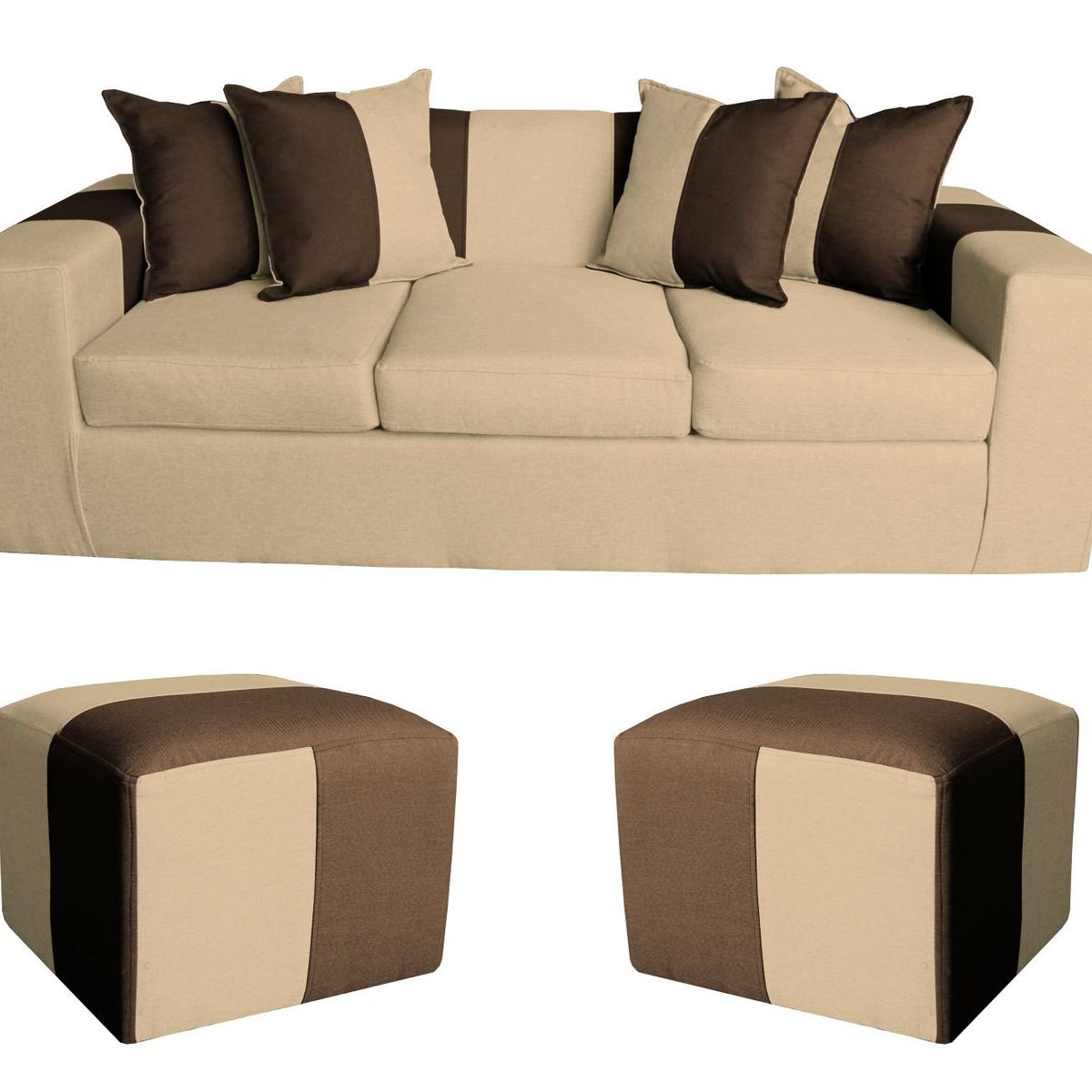 GENERICO - SOFA +2 PUFF BENJAMIN  BEIGE/CAFE