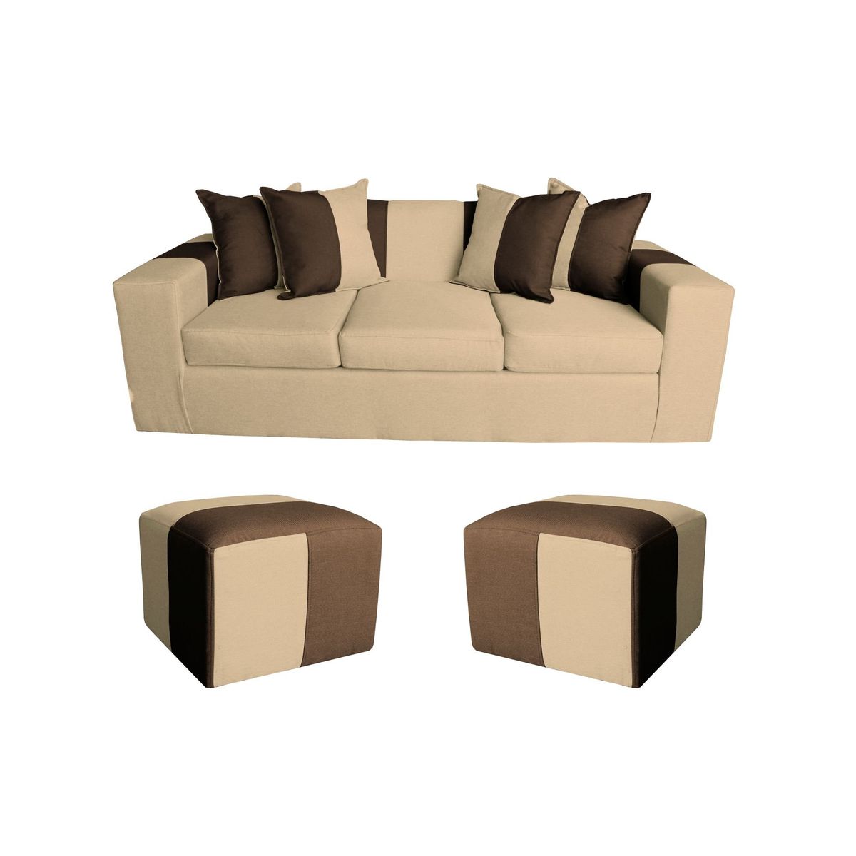 GENERICO - SOFA +2 PUFF BENJAMIN  BEIGE/CAFE