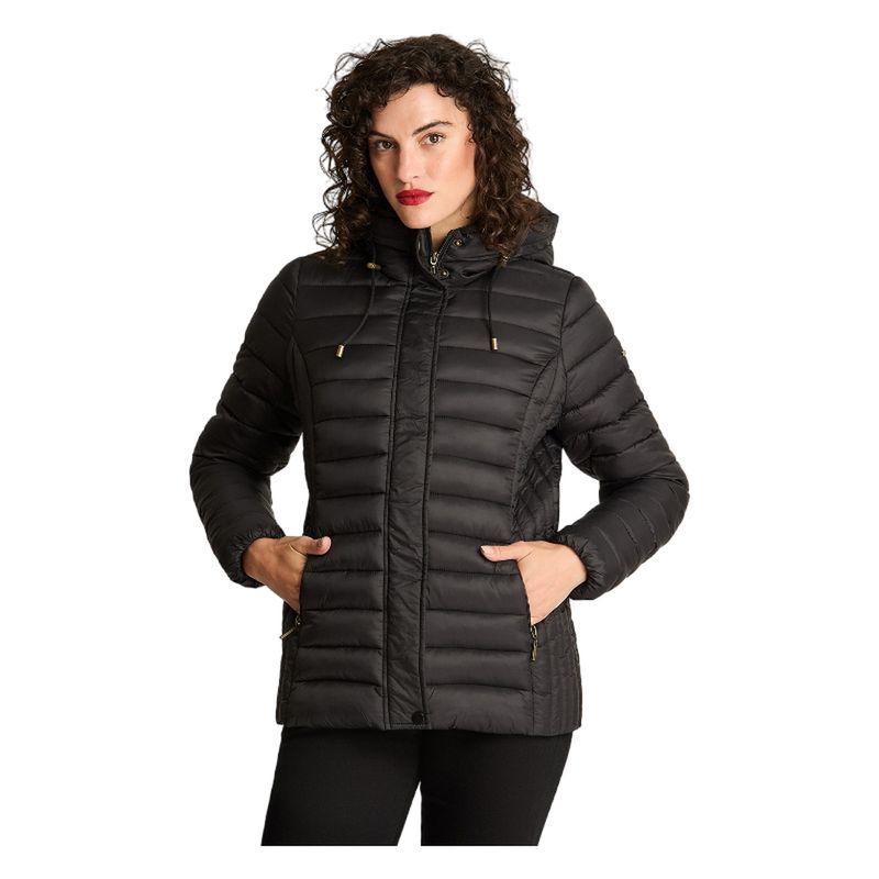 CURVI - Parka Manga Larga Basica Corta Negro
