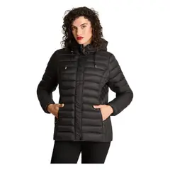 CURVI - Parka Manga Larga Basica Corta Negro
