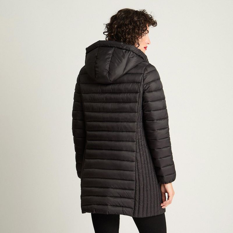 CURVI - Parka Manga Larga Basica Larga Negro