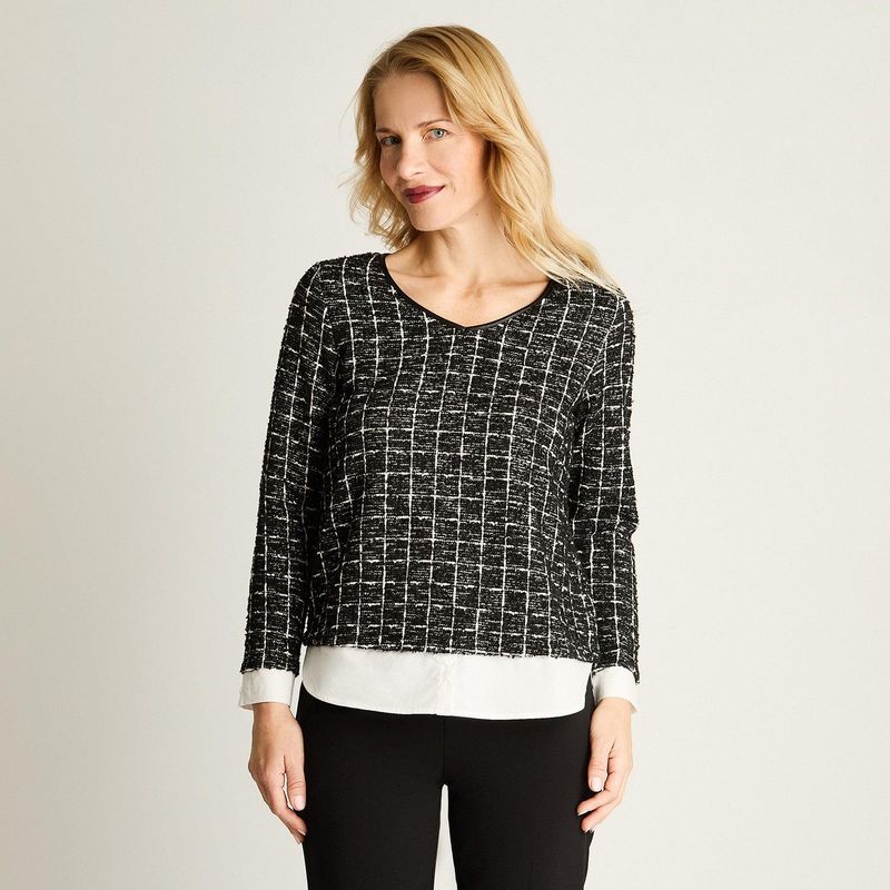 LORENZO DI PONTTI - Polera Lanila Escoces Con Blusa Negro