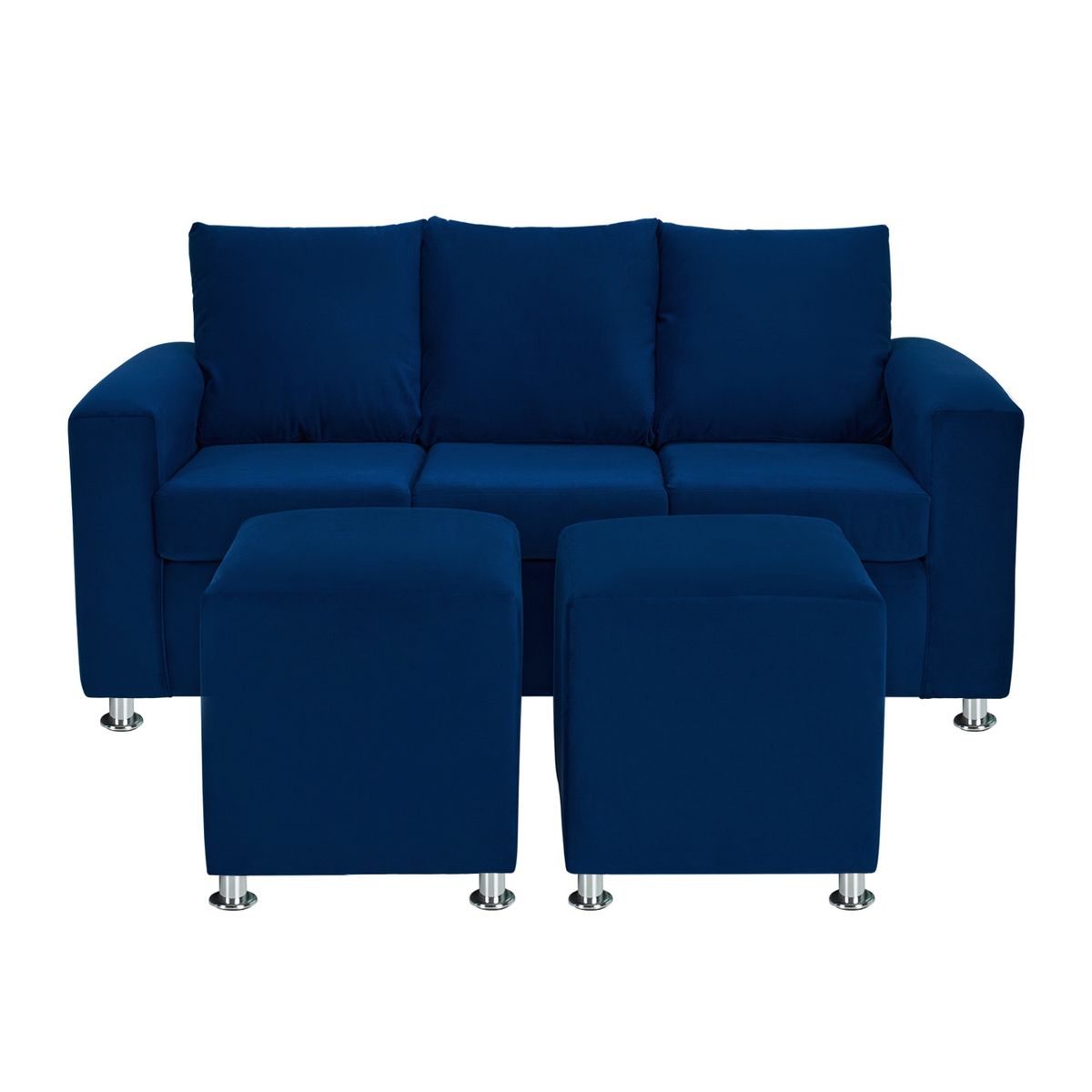 BODEVIR - Sofa Kendy 3C+2 Pouf Felpa 12 Azul Marino