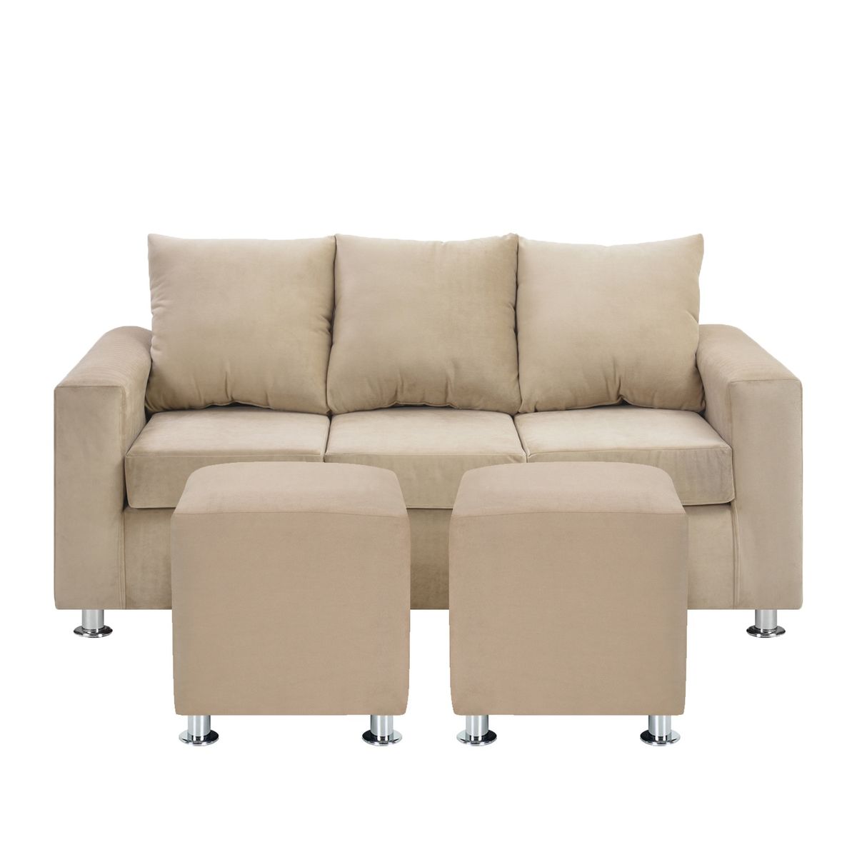 BODEVIR - Sofa Kendy 3C+2 Pouf Felpa 12 Beige