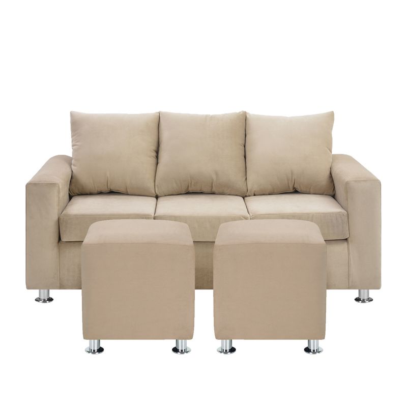 BODEVIR - Sofa Kendy 3C+2 Pouf Felpa 12 Beige