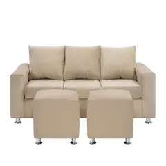 BODEVIR - Sofa Kendy 3C+2 Pouf Felpa 12 Beige