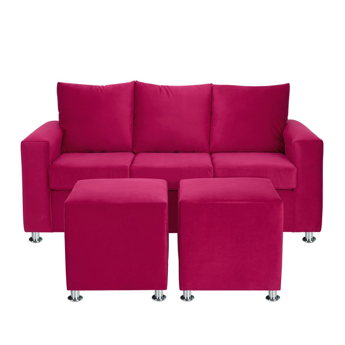 BODEVIR - Sofa Kendy 3C+2 Pouf Felpa 12 Burdeo