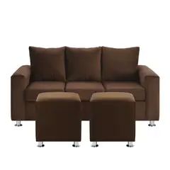 BODEVIR - Sofa Kendy 3C+2 Pouf Felpa 12 Chocolate