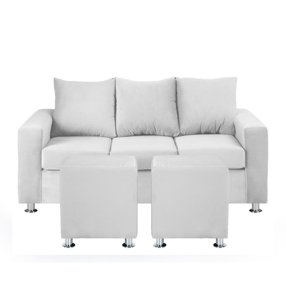 BODEVIR - Sofa Kendy 3C+2 Pouf Felpa 12 Crudo