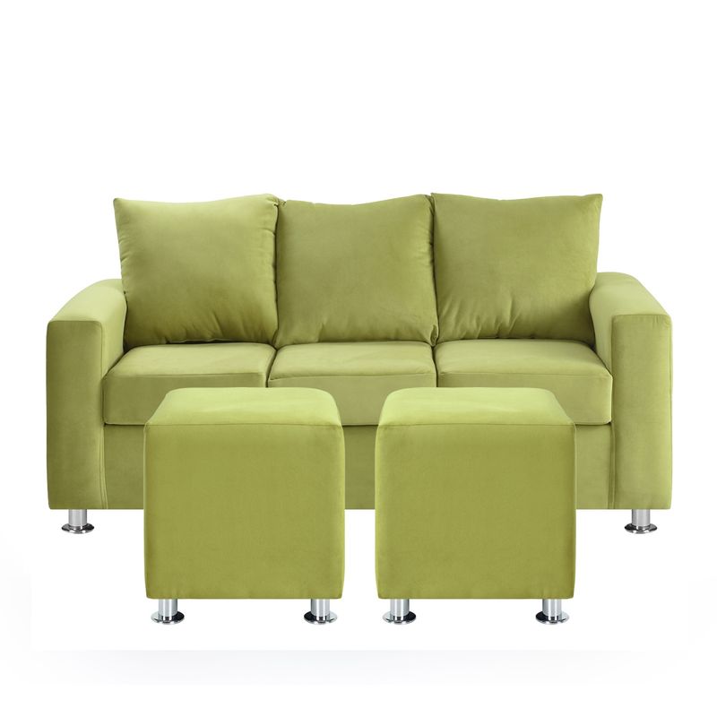 BODEVIR - Sofa Kendy 3C+2 Pouf Felpa 12 Pistacho