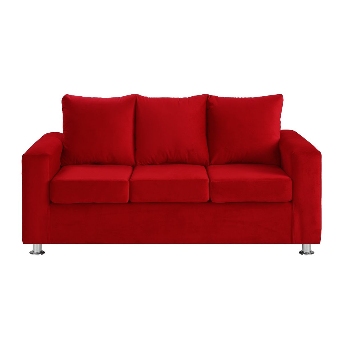 BODEVIR - Sofa Kendy 3C+2 Pouf Felpa 12 Rojo