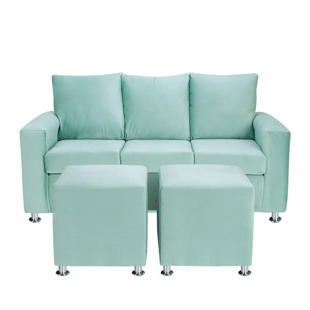 BODEVIR - Sofa Kendy 3C+2 Pouf Felpa 12 Verde Agua