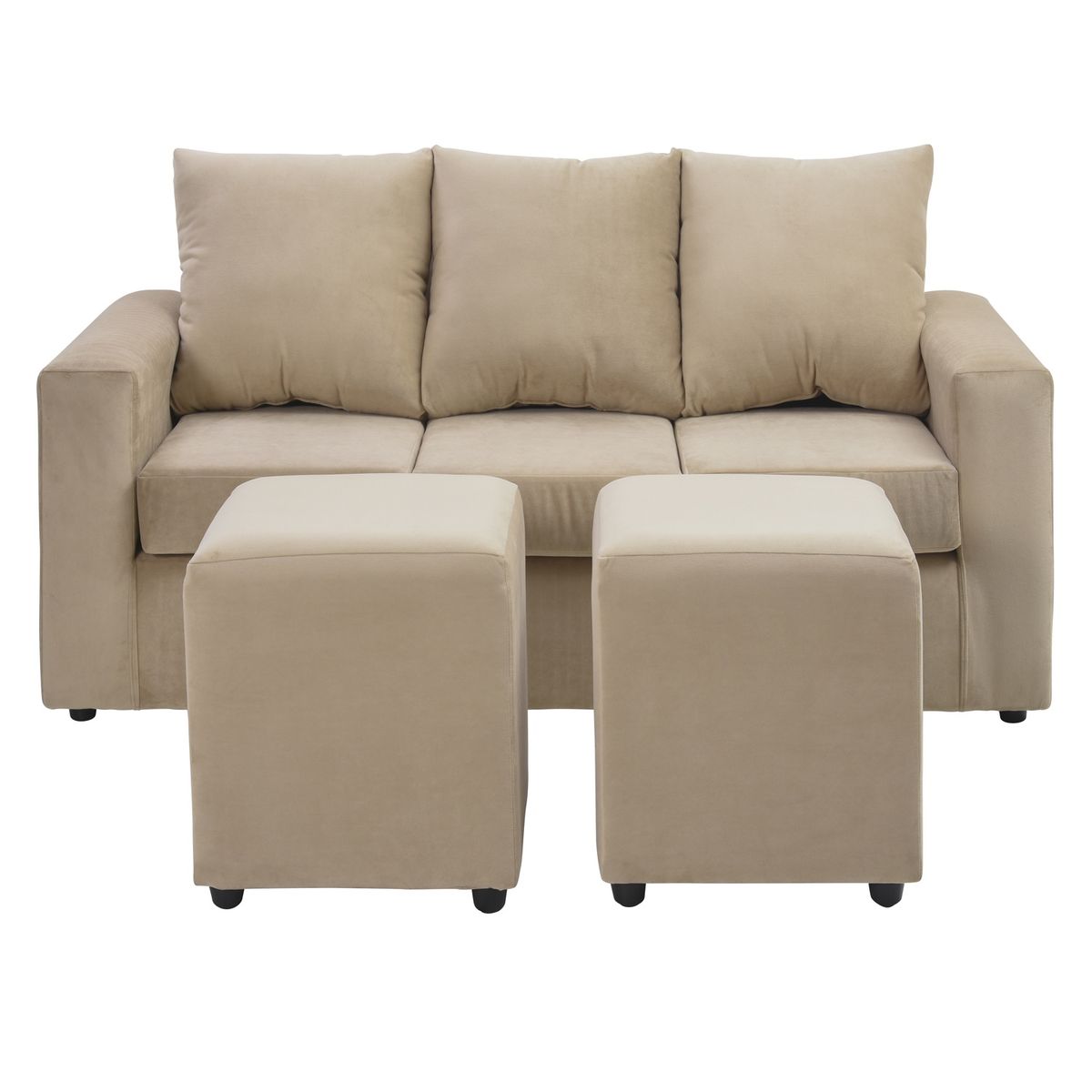 BODEVIR - Sofa Kendy 3C+2 Pouf Felpa 30 Beige