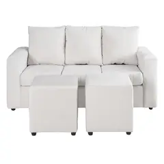 BODEVIR - Sofa Kendy 3C+2 Pouf Felpa 30 Crudo