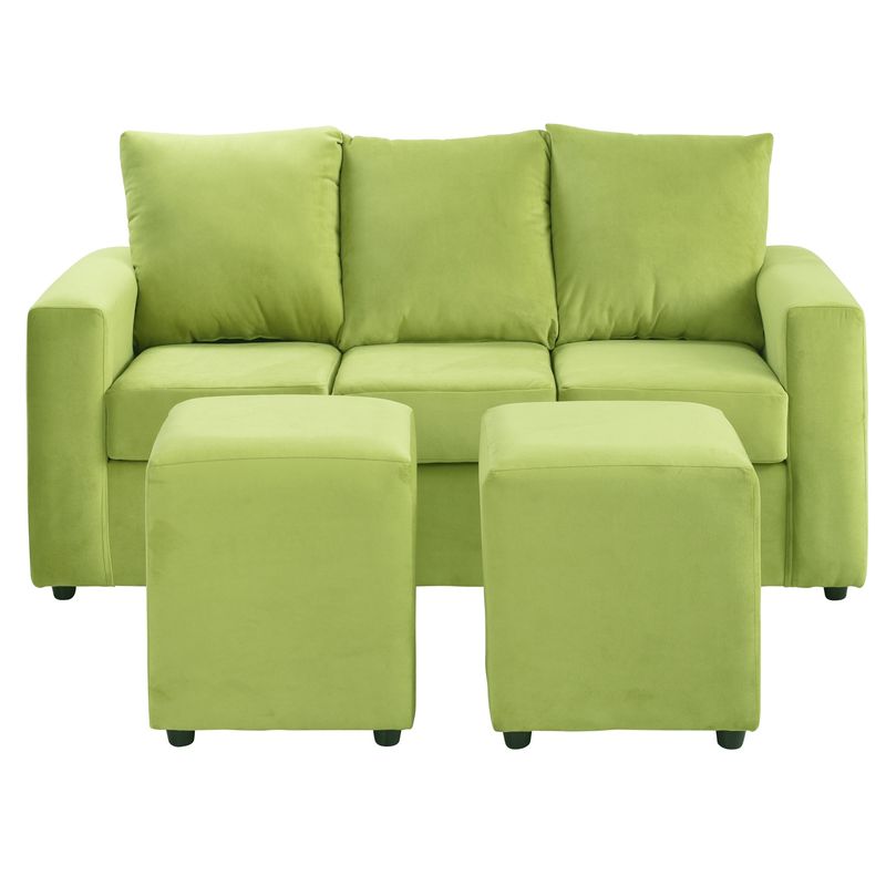 BODEVIR - Sofa Kendy 3C+2 Pouf Felpa 30 Pistacho