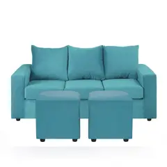 BODEVIR - Sofa Kendy 3C+2 Pouf Felpa 30 Turquesa