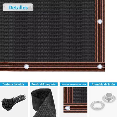 Imagen 2 del producto Valla De Protección De Privacidad Con Fijaciones 1x5m Negro