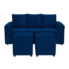 BODEVIR - Sofa Kendy 3C+2 Pouf Felpa 30 Azul Marino