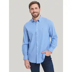 TOMMY HILFIGER - Camisa De Vestir Solid Con Logo Celeste