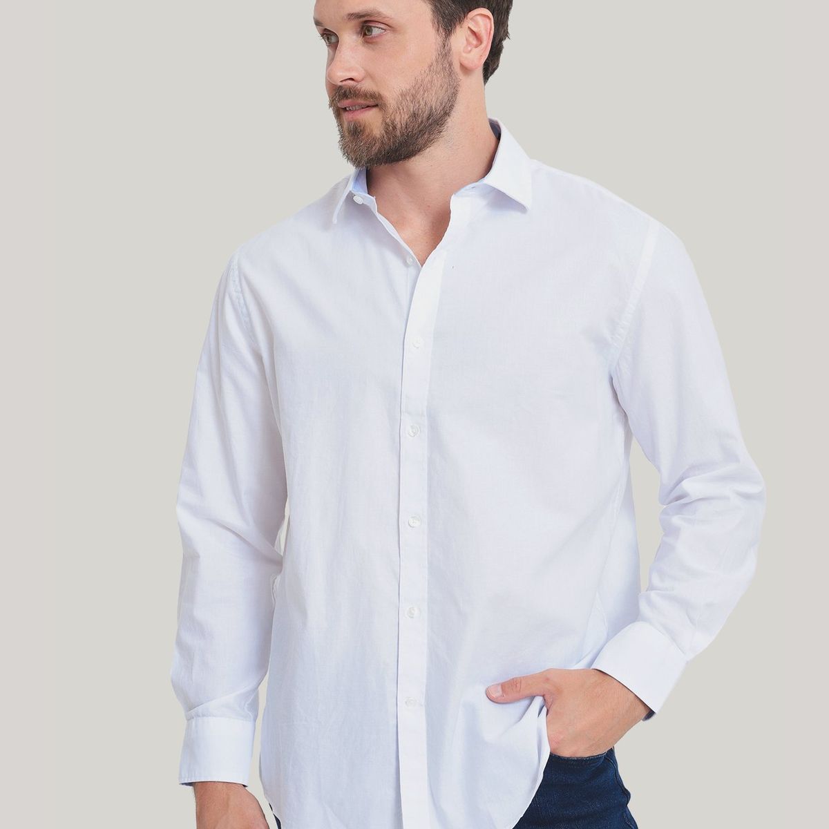 TOMMY HILFIGER - Camisa De Vestir Essential Con Logo Blanco Tommy Hilfiger