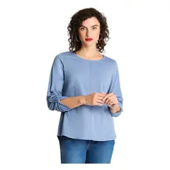 CURVI - Polera Poliviscosa Cuello Redondo Lurex Indigo