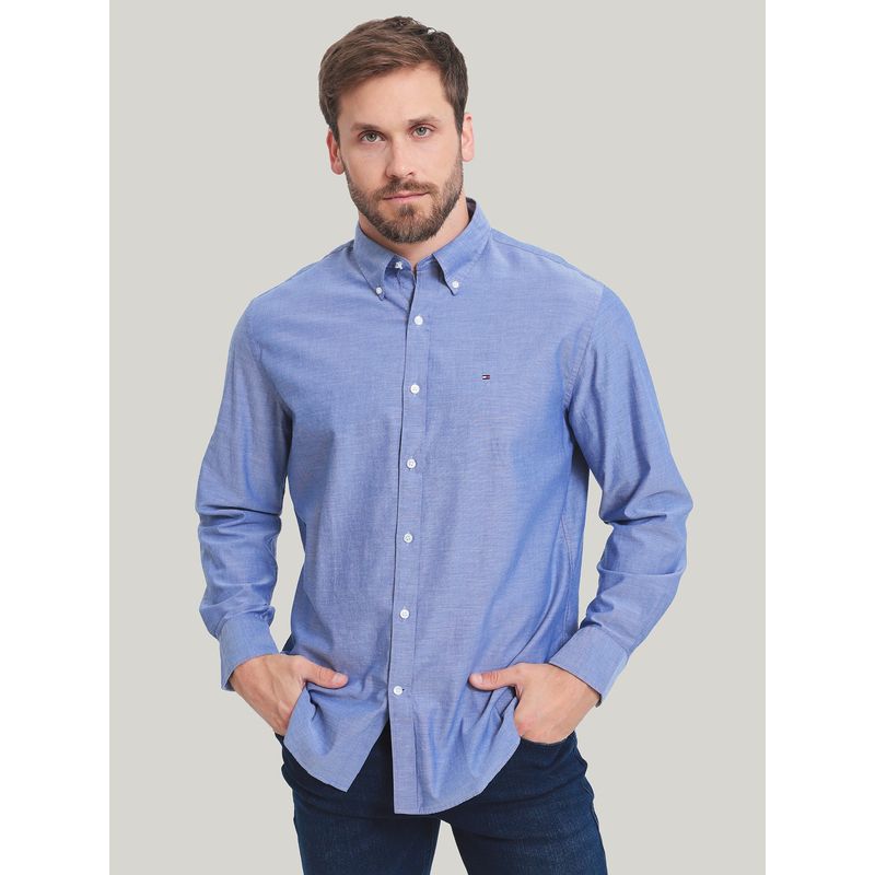 TOMMY HILFIGER - Camisa De Vestir Classic Con Logo Azul Tommy Hilfiger