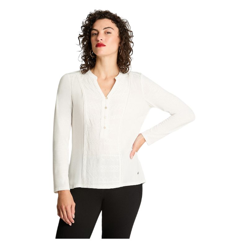 CURVI - Polera Mix Fabric Gris Claro