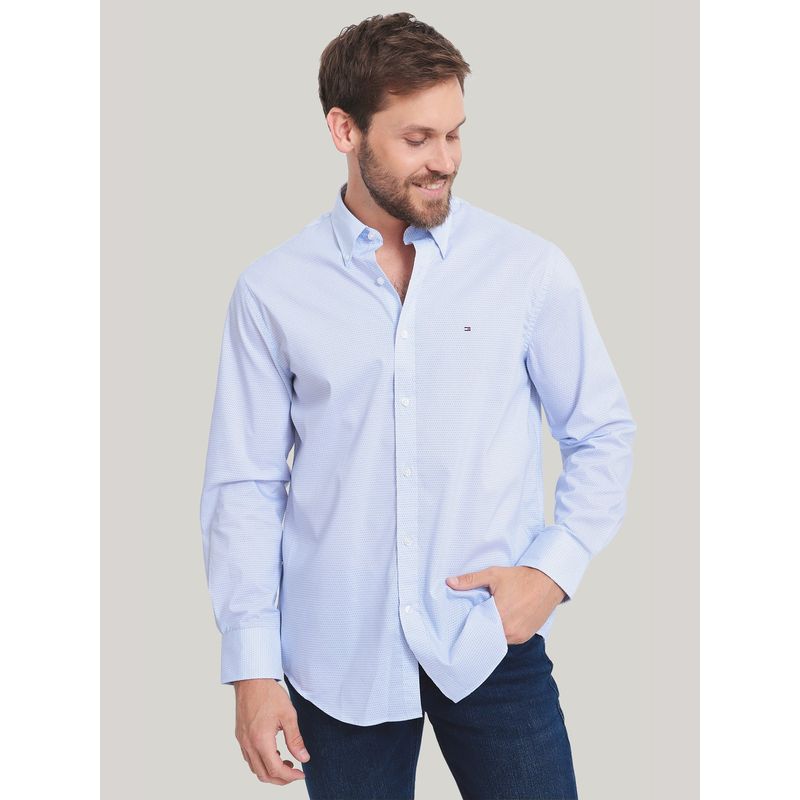 TOMMY HILFIGER - Camisa Classic De Vestir Con Logo Celeste Tommy Hilfiger