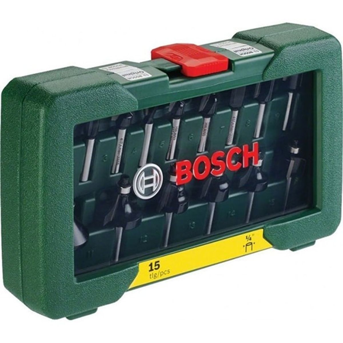 BOSCH - FRESAS RECTAS JUEGO DE 15 PZAS 1/4" 2607019468