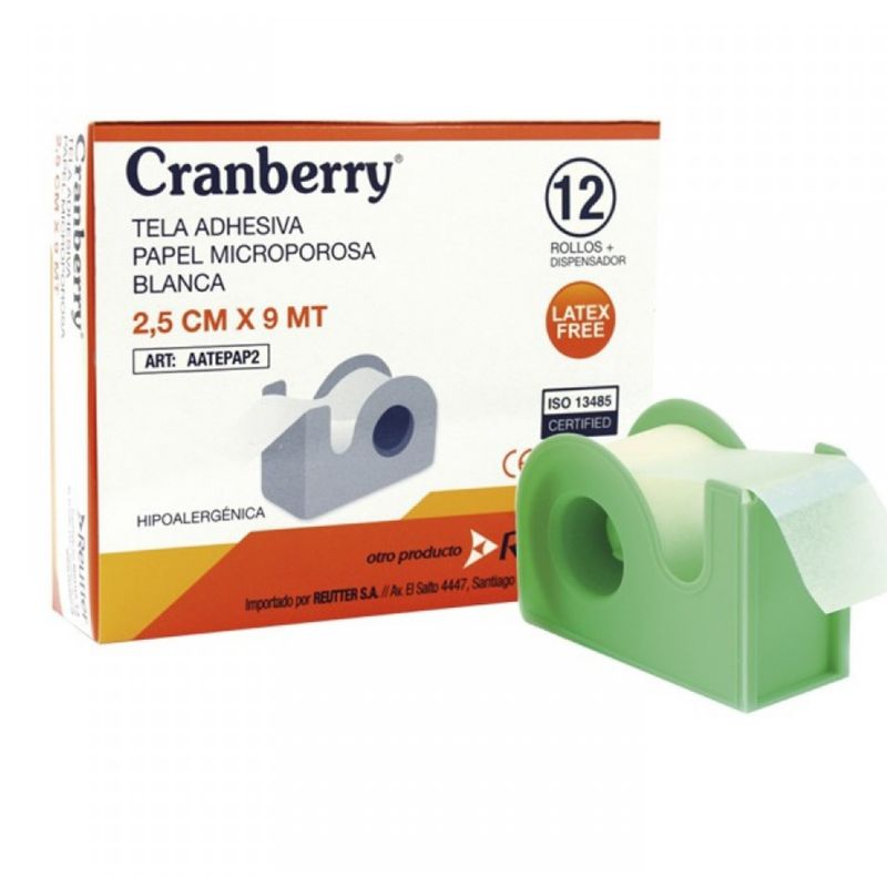 CRANBERRY - Tela Adhesiva Papel Microporosa 25CM x 9M Cranberry Pack 12 Unid