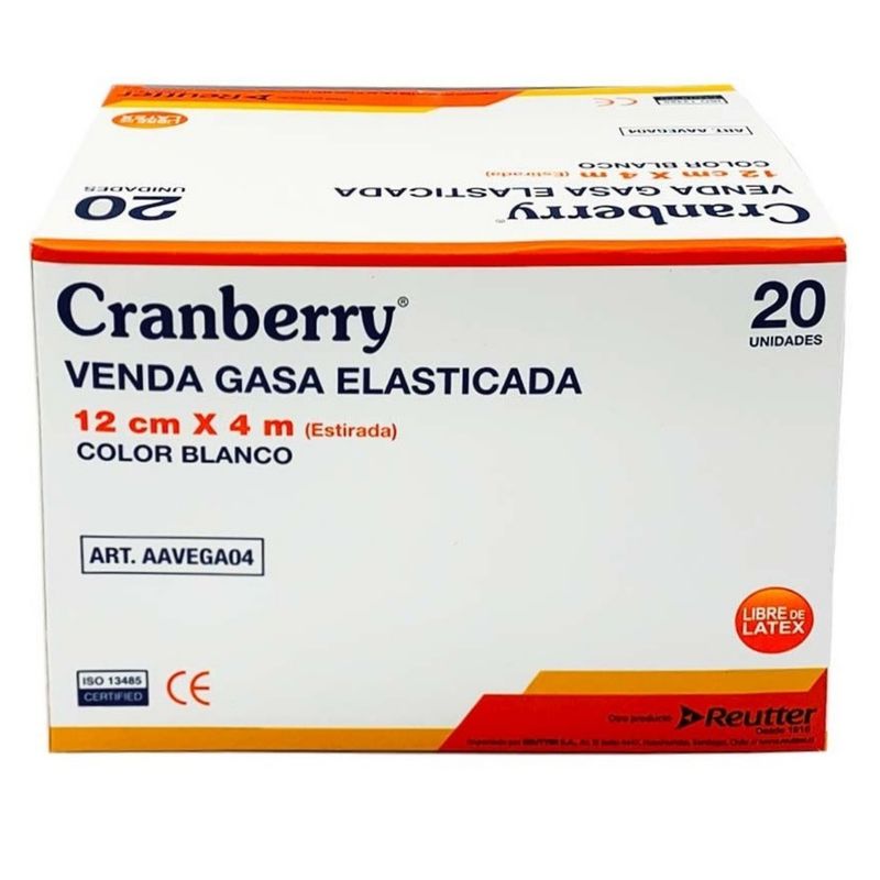 CRANBERRY - Venda Gasa Elasticada Blanca 12 Cm X 4 Mts - Caja X20 Unid
